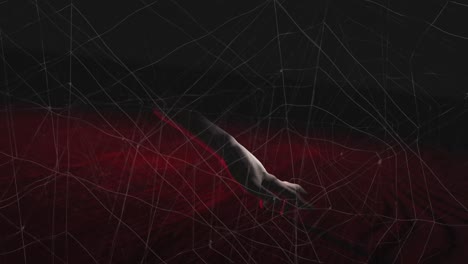 animación de la mano caminando en espacio negro y rojo