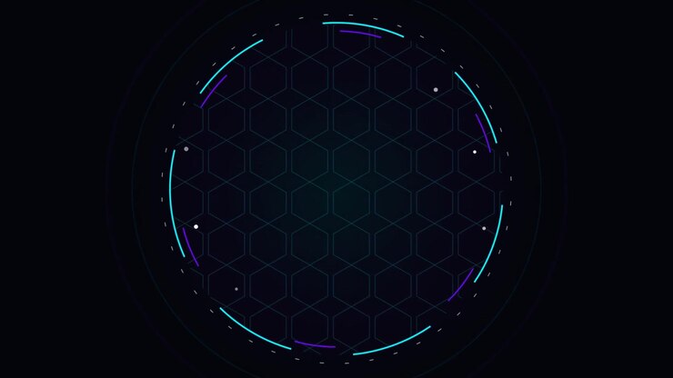 Futuristic Digital HUD Interface with Rotating Circular Elements