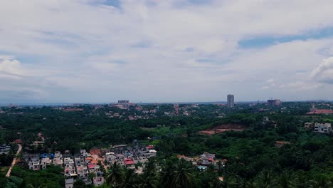 panoramic view of mangalore district. aerial flying forward