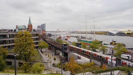 panoramic view of hamburg city by harbor