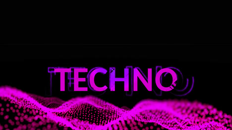 animation of techno text on black background with glitter