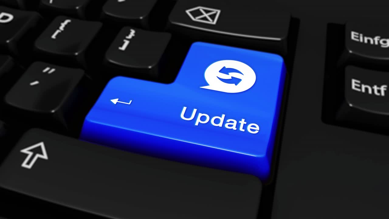 Blue Update Button on a Keyboard