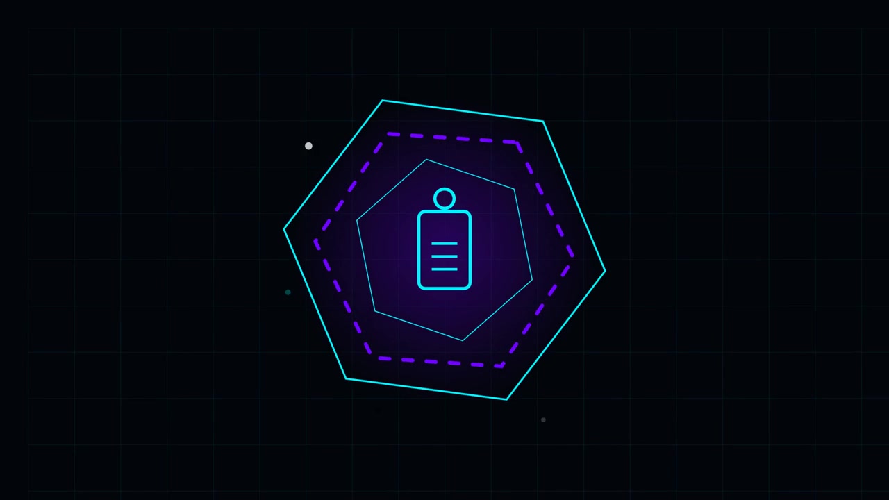 Animated ID Badge Icon with Pulsing Geometric Shapes