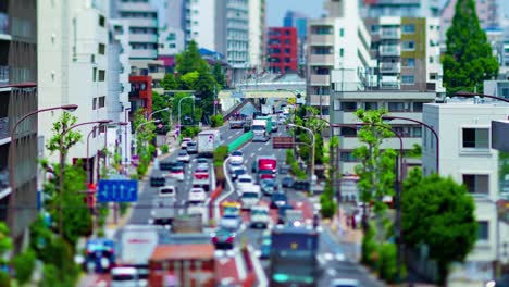 a timelapse of the miniature traffic jam at the urban street in tokyo