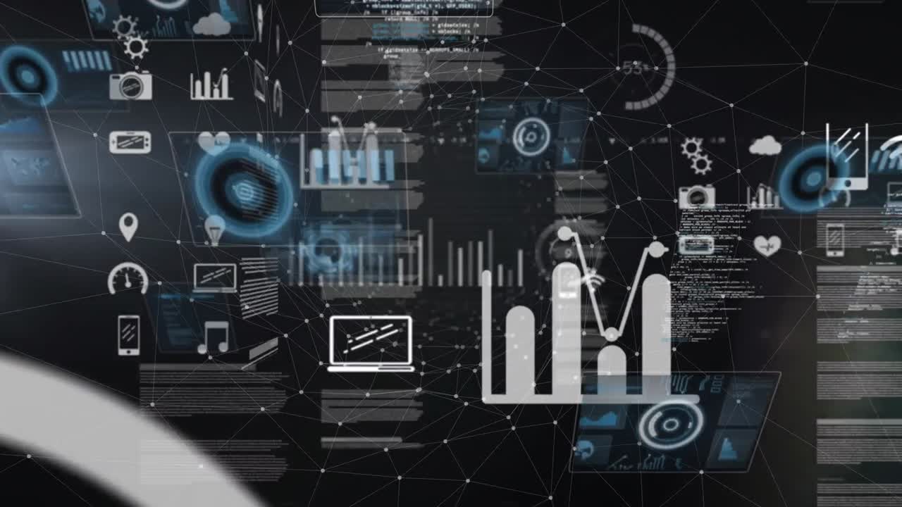 Animation of data processing over media icons