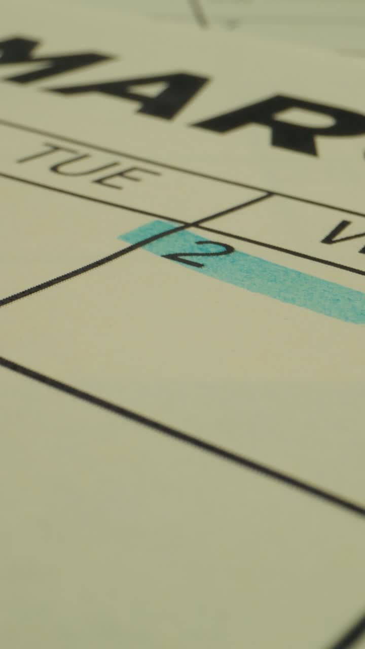 fecha de marcación en el calendario - martes, 2 de marzo