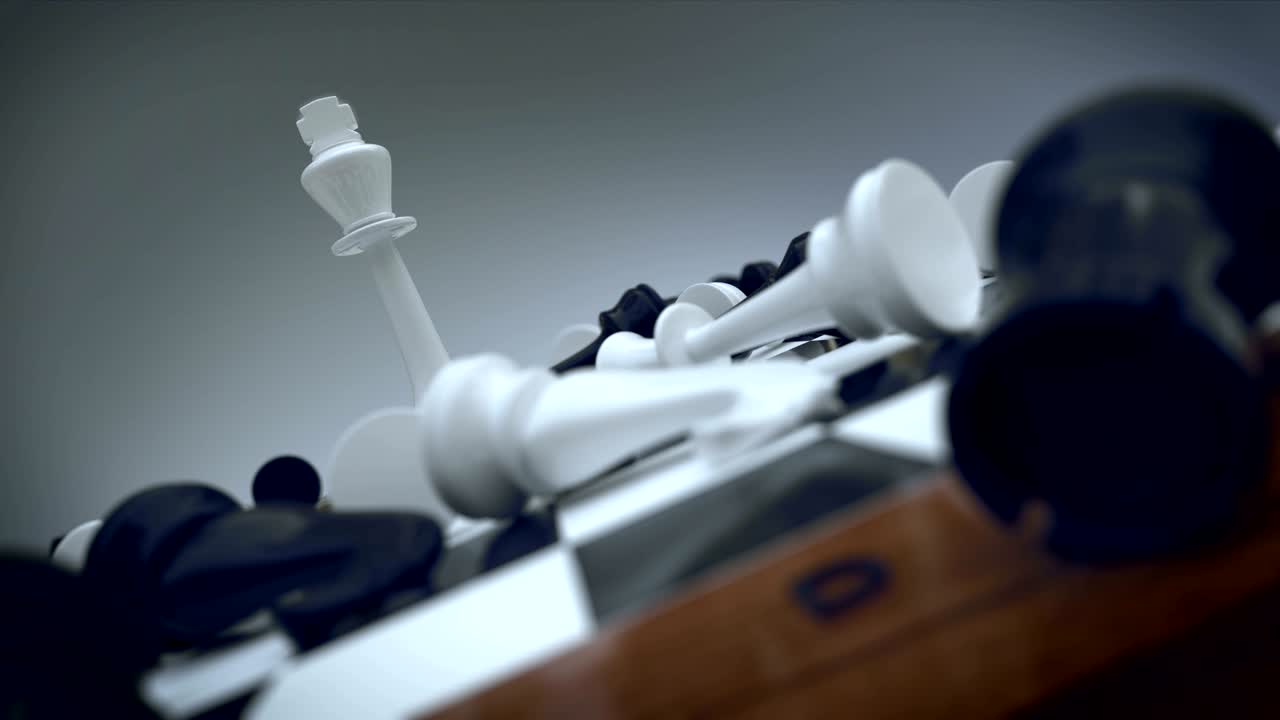 el rey del ajedrez blanco gana, animación 3d de 360 grados