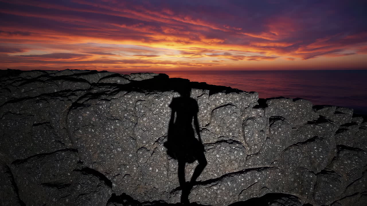 Sunset Silhouette on Coastal Rocks