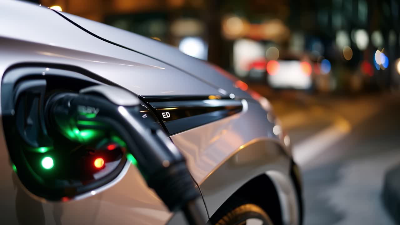 Gece Şarj Olan Fişe Takılı Elektrikli Araba