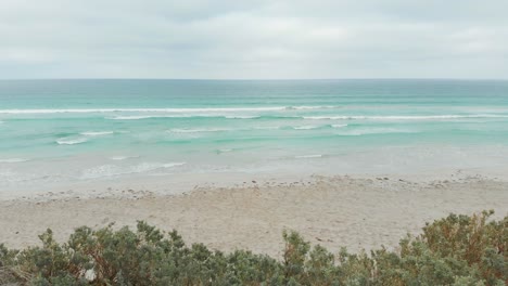 Aerial-shot-of-Tarcoola-Beach-Geraldton-during-day-time,-drone