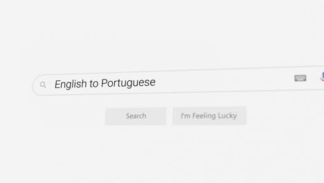 búsqueda de inglés a portugués en el navegador de internet