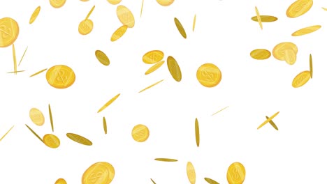 gold coins falling against changing backgrounds