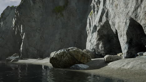 serene rocky beach with cliffs and caves