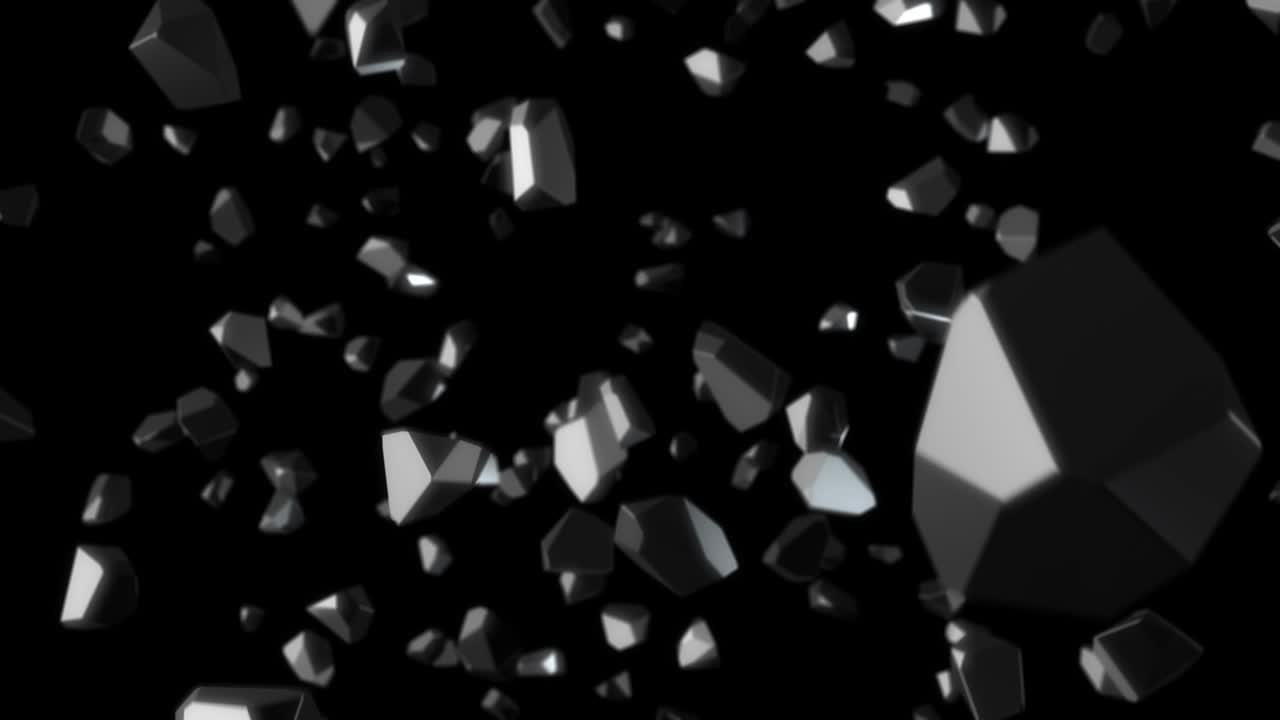 Falling 3D metal pieces 04