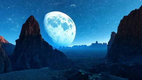 impresionante vista de una gran luna en un paisaje desértico