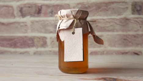 honey jar with craft paper label