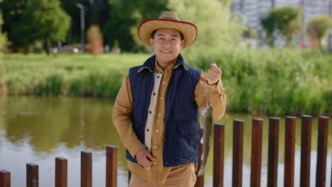 man fishing in park