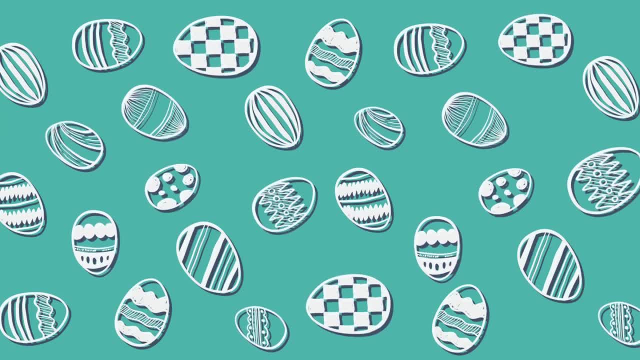 초록색 배경에 줄지어 움직이는 색 패턴의 부활절 달의 애니메이션