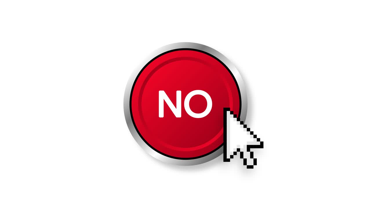 No button. Rejected. Positive feedback concept. 3D flat button. Motion graphics.