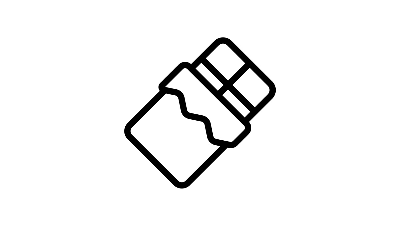 Animated Line Art Icon of a Chocolate Bar Breaking a Piece