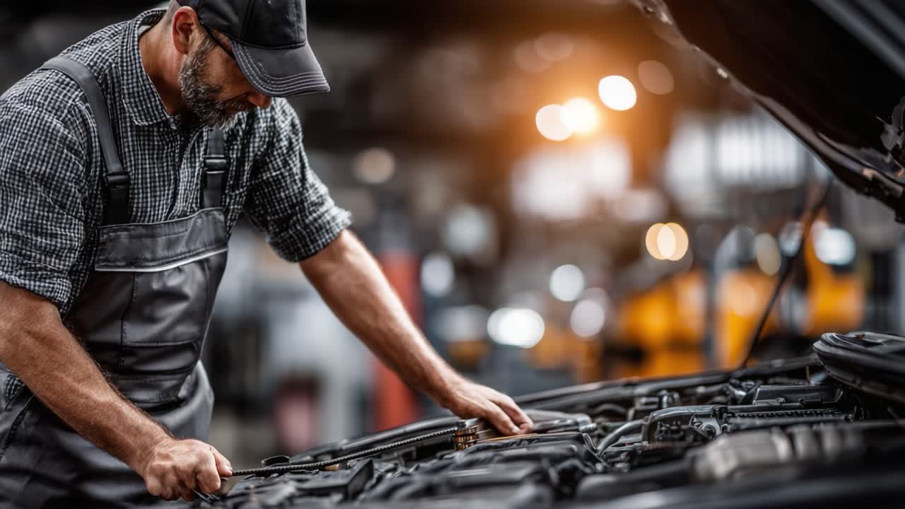 Dedicated Mechanic Performing Precision Repairs on Engine Components in a Well-Equipped Workshop, Showcasing Expertise and Attention to Detail in Automotive Maintenance