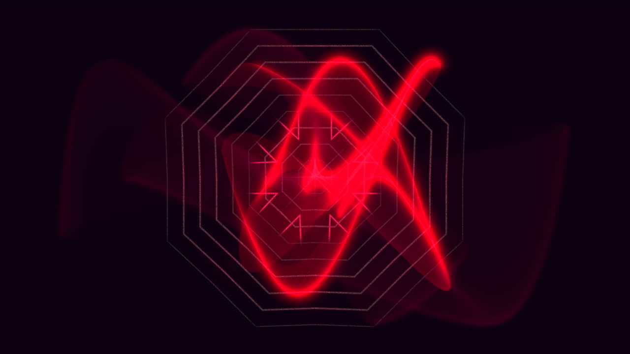 ondas y líneas de neón rojo en el espacio oscuro