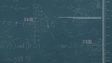 Animación-Del-Procesamiento-De-Datos-Y-Ecuaciones-Matemáticas-Sobre-Fondo-Azul