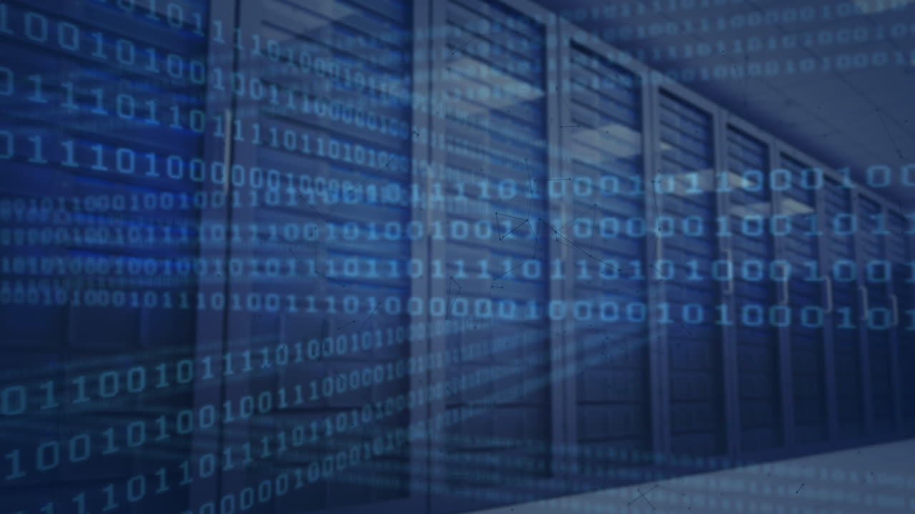 animación de servidores informáticos y procesamiento de datos de codificación binaria