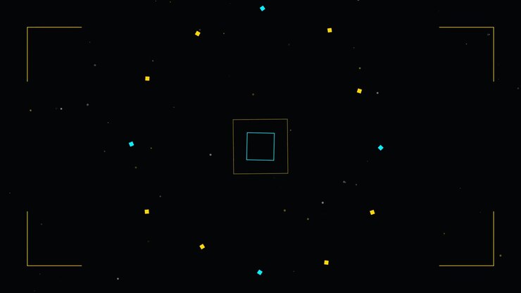 Abstract Motion Graphics with Rotating Squares and Particles