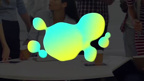 animation of glowing blob over business colleagues in office