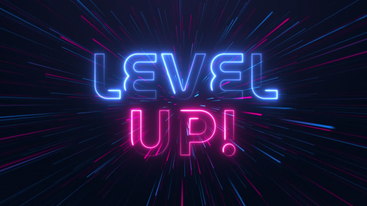 nivel hacia arriba - texto de neón