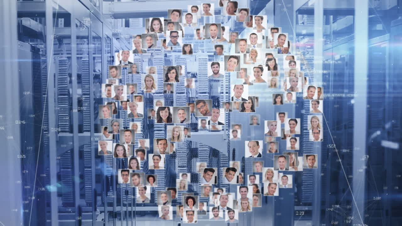 Animation of network of businesspeople growing