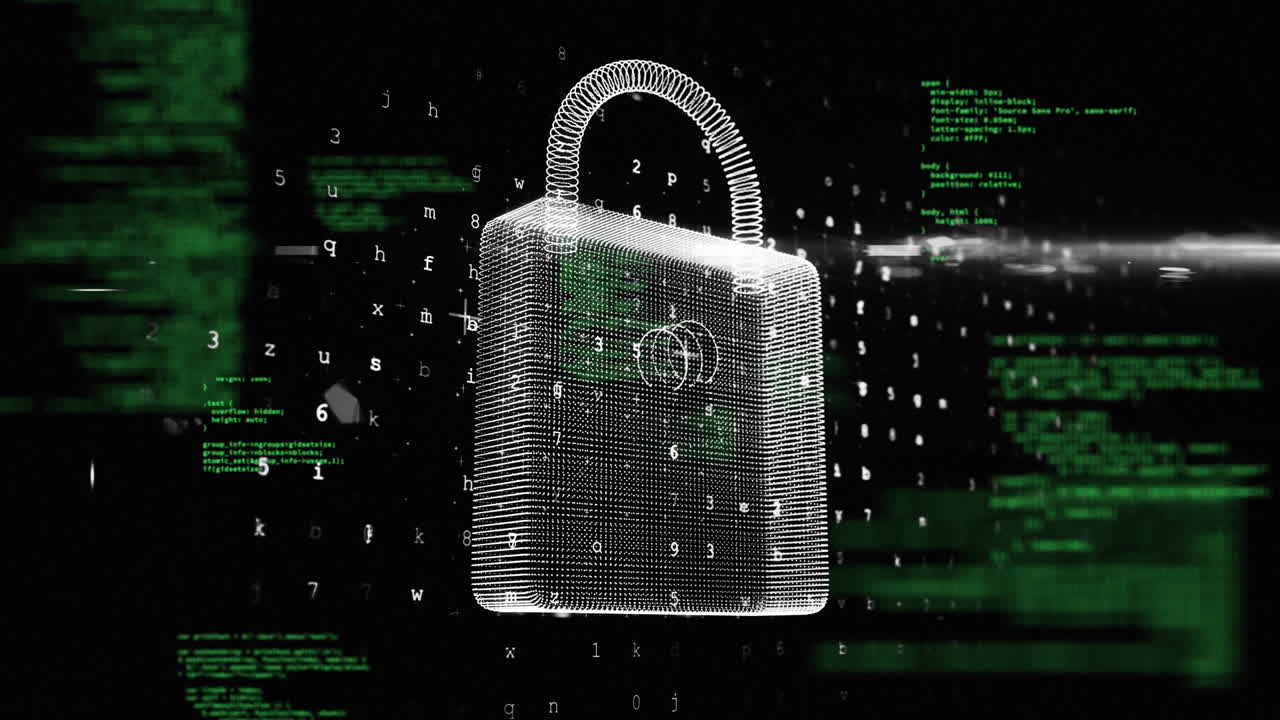 animación del procesamiento de datos a través de la seguridad en línea padlcok.