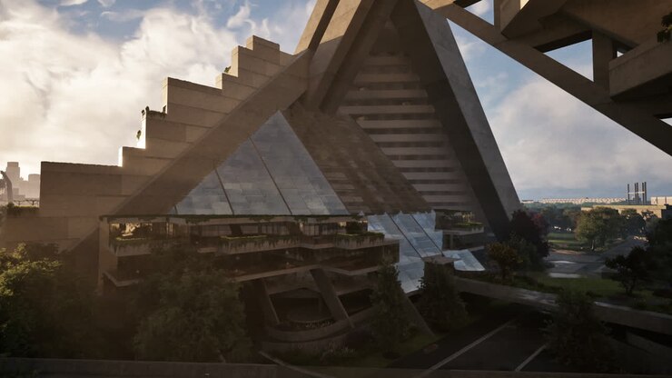 Futuristic Skyscraper with Geometric Design
