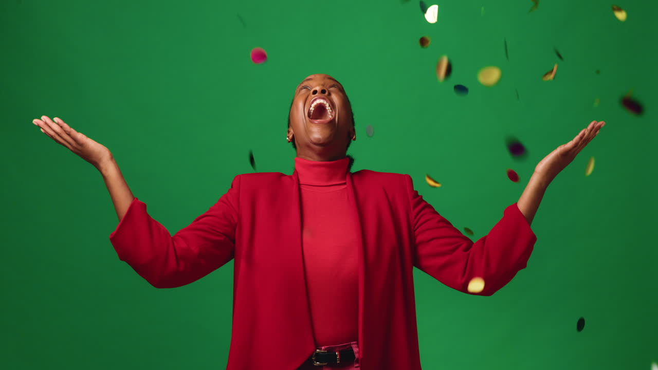 Woman Celebrates with Confetti