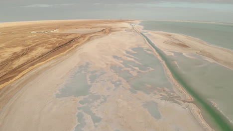 salt lake with wide flatlands background.