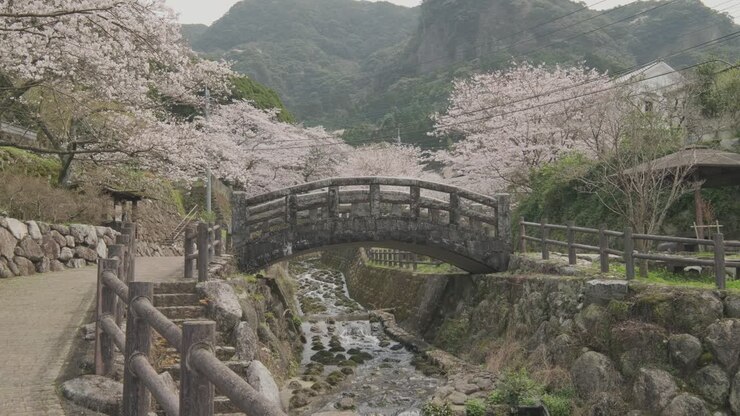 Okawachiyama, the porcelain hidden village in Saga Prefecture, Kyushu, Japan during cherry blossom season