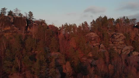 aerial: flying beside the beautiful sandstone fomrations of saxon switzerland