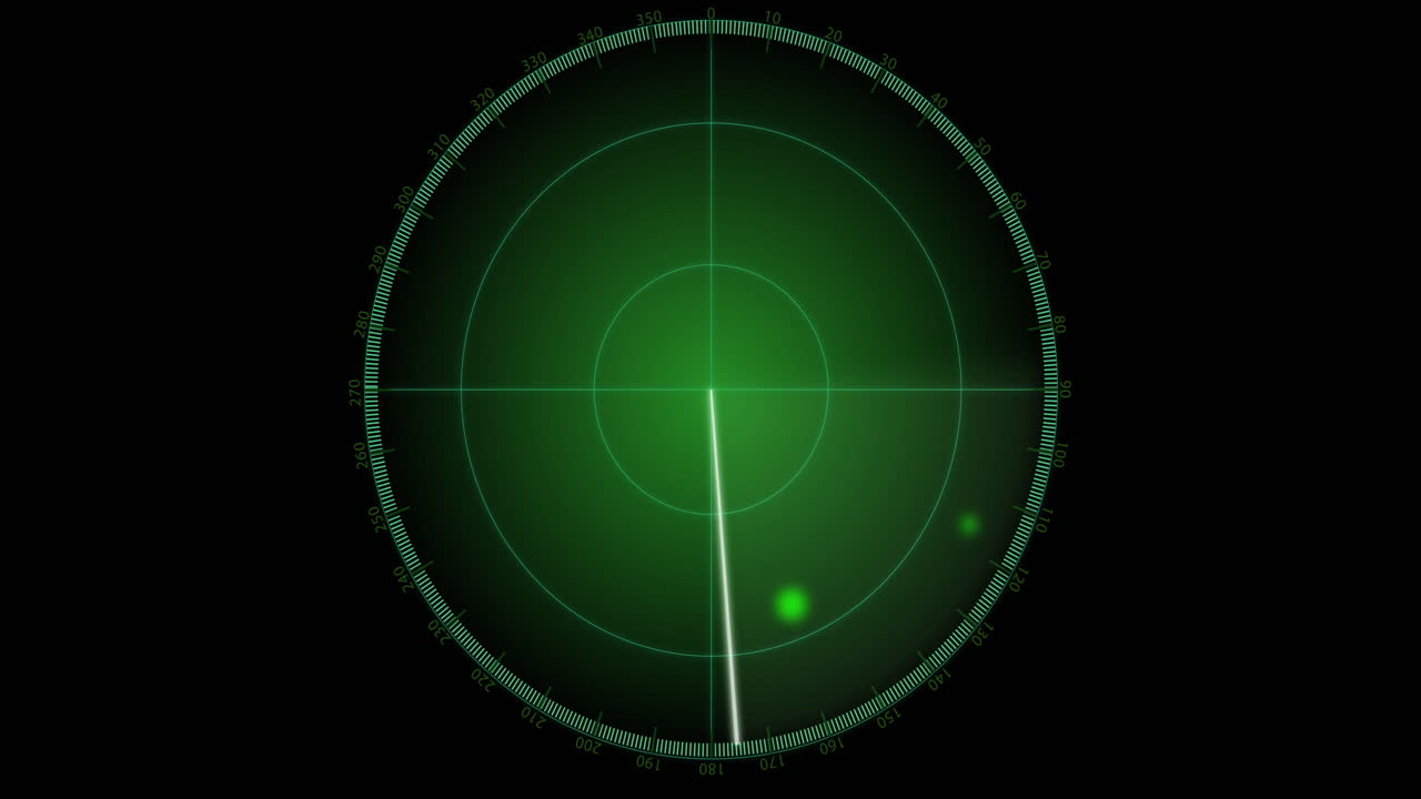 검은 바탕에 움직이는 반점이 있는 레이더의 애니메이션