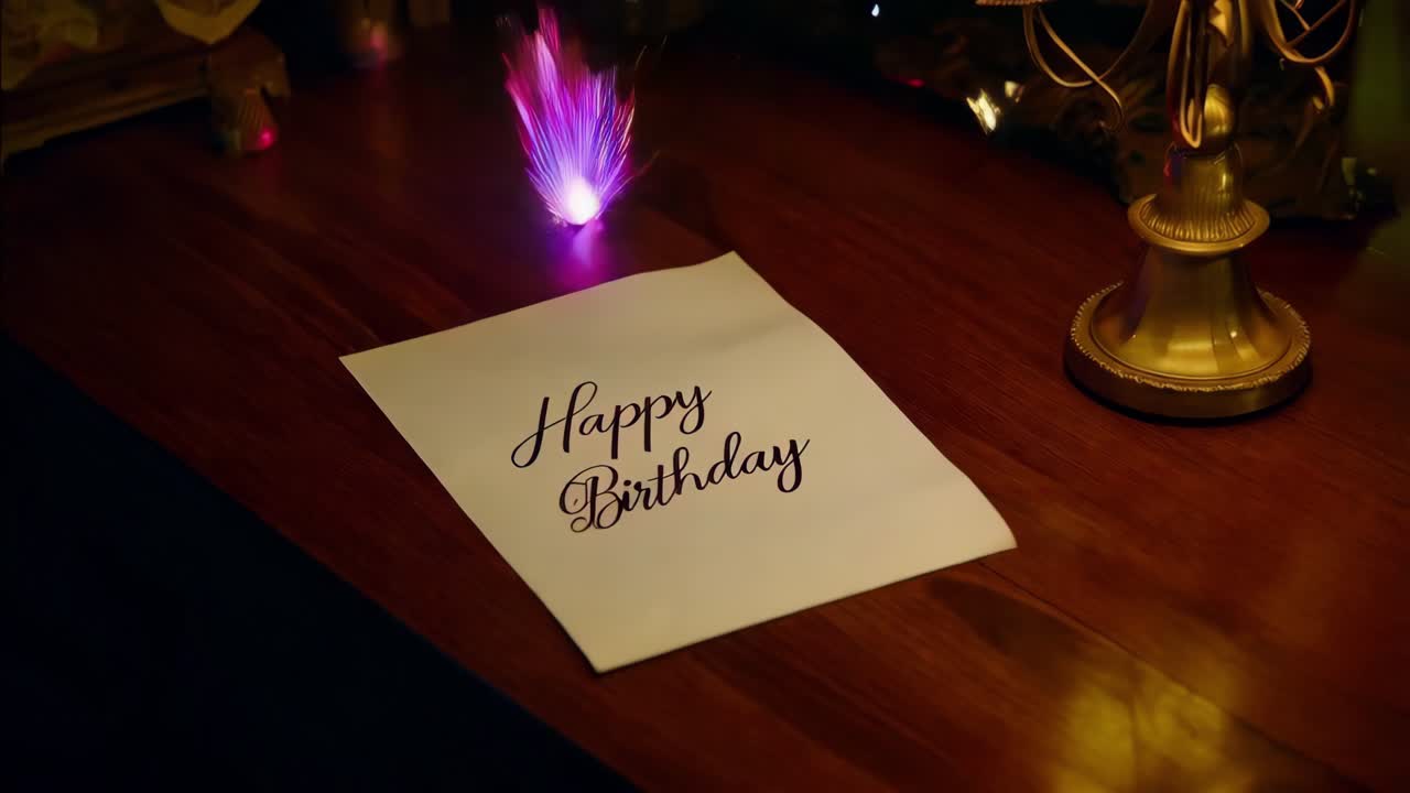 Cartão de Feliz Aniversário com Vela Faísca