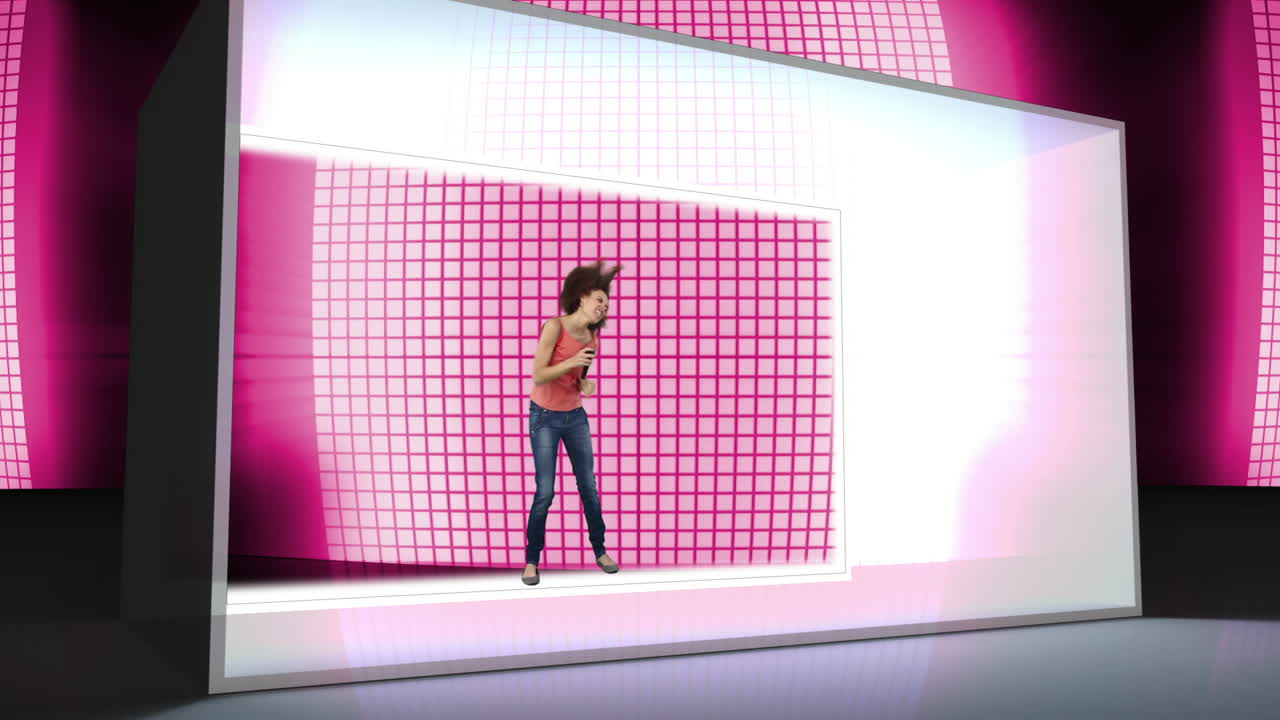 el altavoz 3d explota para revelar un montaje de música y danza