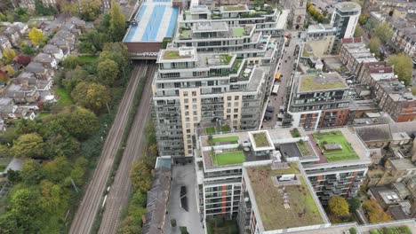 aerial perspective of contemporary high-rise residential developments with modern architecture in ealing, london, uk