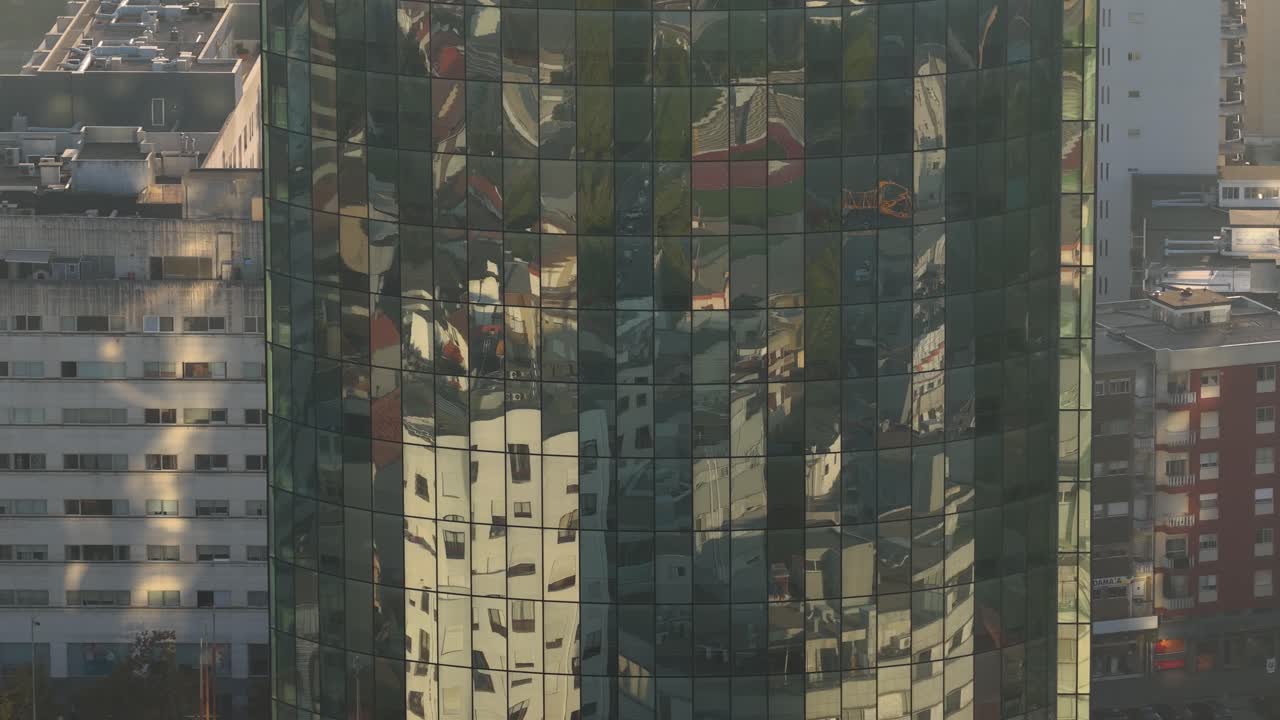 Reflections on the building windows