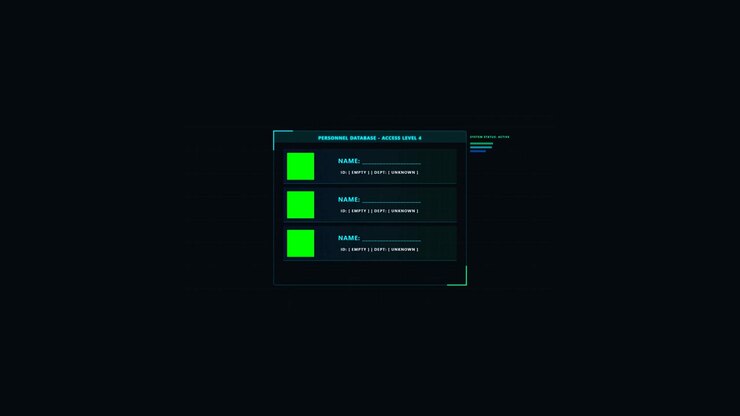 Futuristic Digital Personnel Database Interface Display