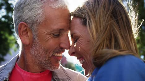 El-Retrato-De-Una-Pareja-Madura-Está-Sonriendo-Y-Abrazando