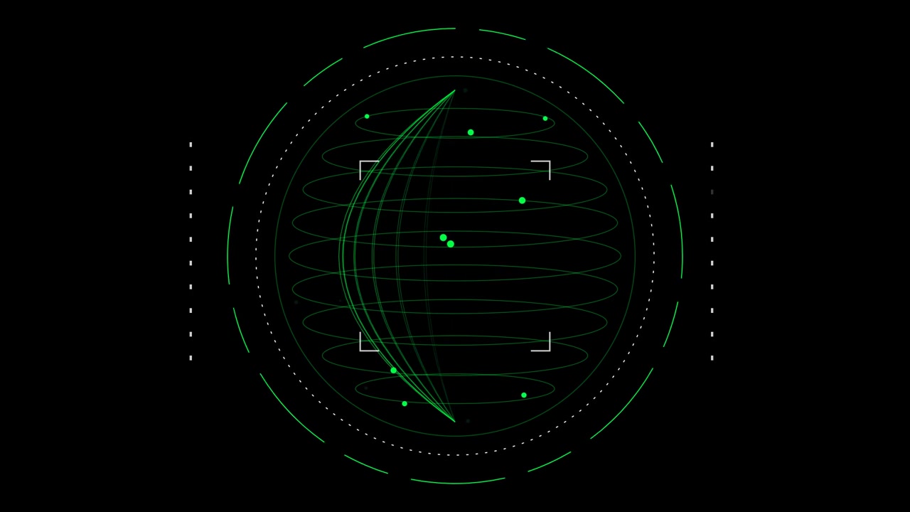 Futuristic Digital Globe Interface with Rotating Data Visualization