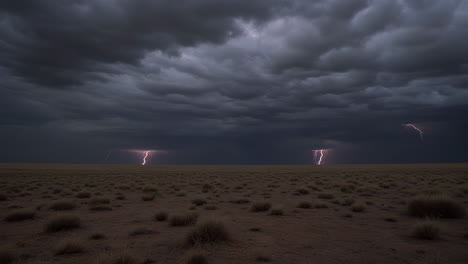 dramatic lightning storm over a desert landscape