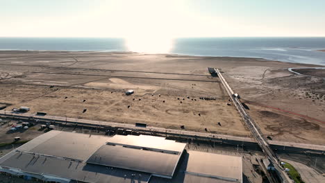 Aerial-view-of-Southport-Pier-in-low-tide