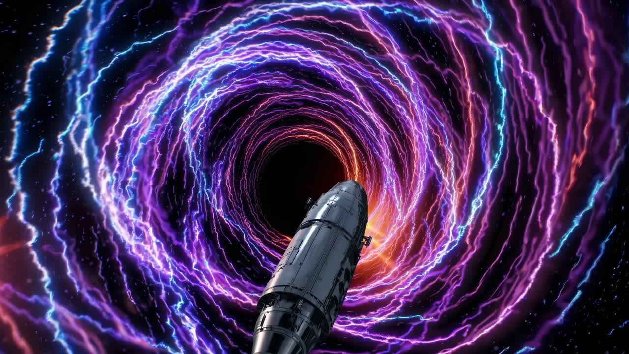 Spaceship traveling through a wormhole