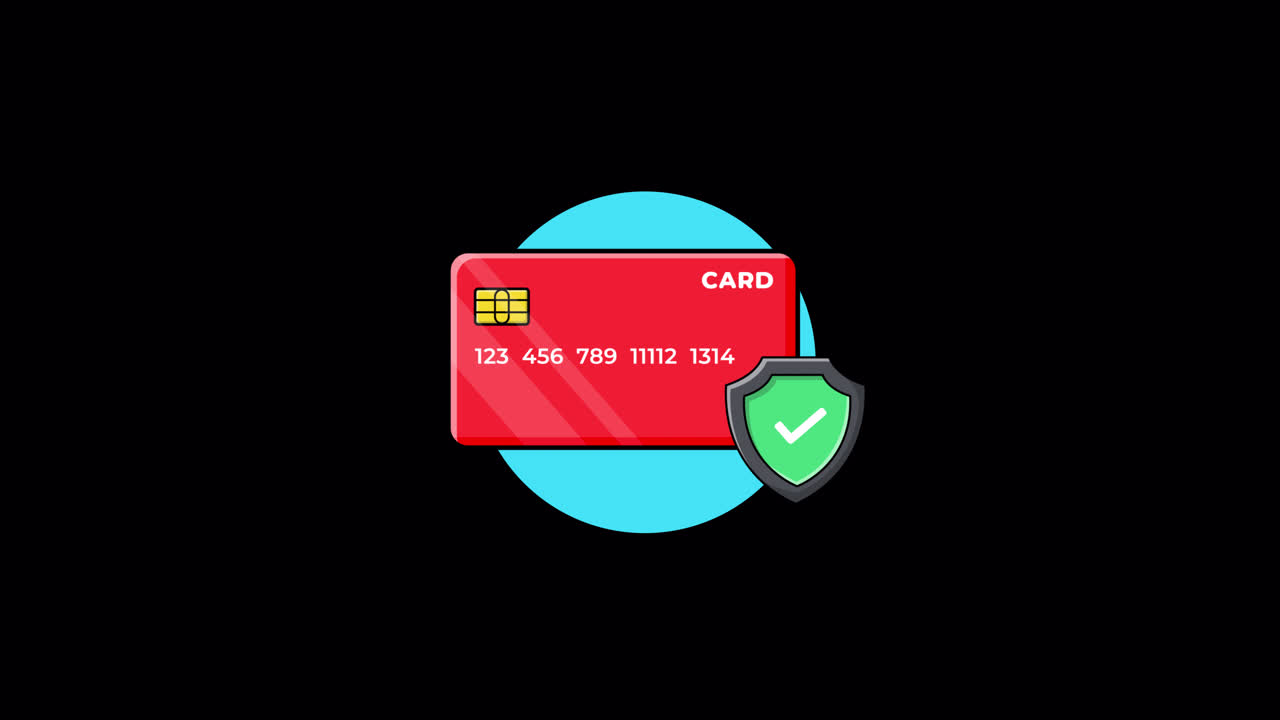 Animated Credit Card with Security Shield and Checkmark